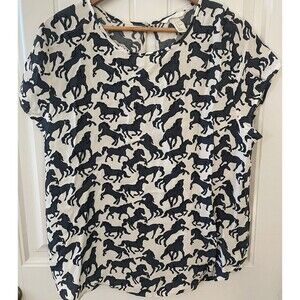H&M Top Blouse Shirt Size 14 Horses Cowgirl Equestrian Rodeo